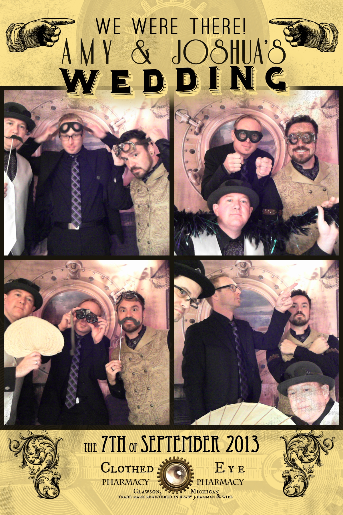 Groomsmen messing around in the photo booth